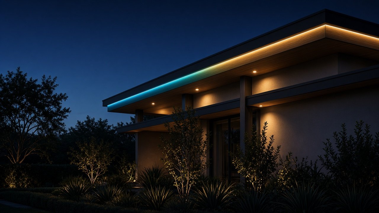 Home with a refined colour wash along the roofline